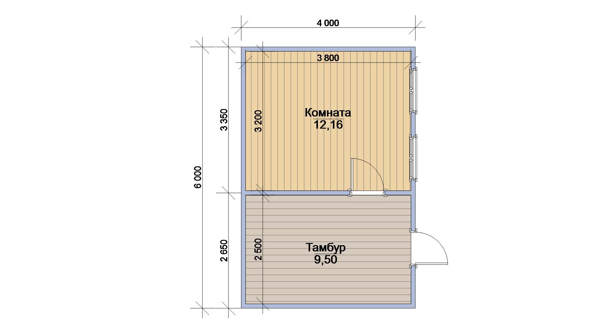 Проект каркасного дачного дома 6х4